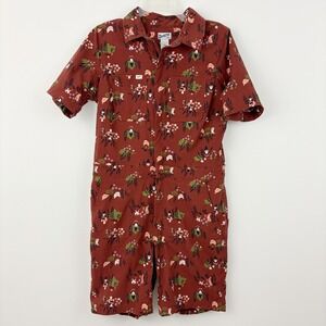 Duluth Trading Co Heirloom Gardening Romper Size XS Gnome Chicken Rabbit Floral